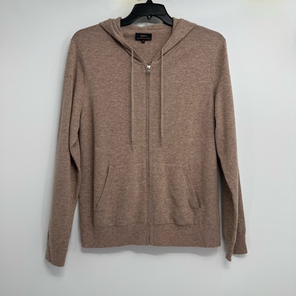 Quince Women’s XL Oatmeal Mongolian Cashmere Full Zip Hoodie - Picture 2 of 11